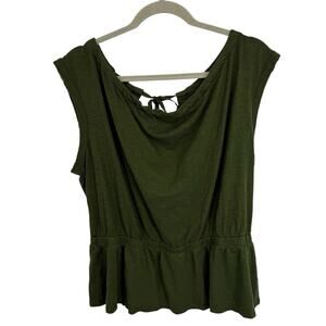 Banana Republic Olive Green Malibu Slub Tank Tie Open Back Women Size Medium